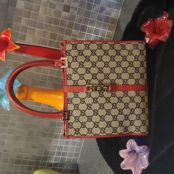 Gucci Monogram Bag Red Trim Tote - Picture 17 of 17